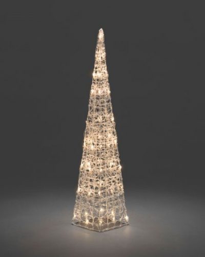 Piramida luminosa, transparenta, 60 LED-uri alb cald, 90 cm inaltime